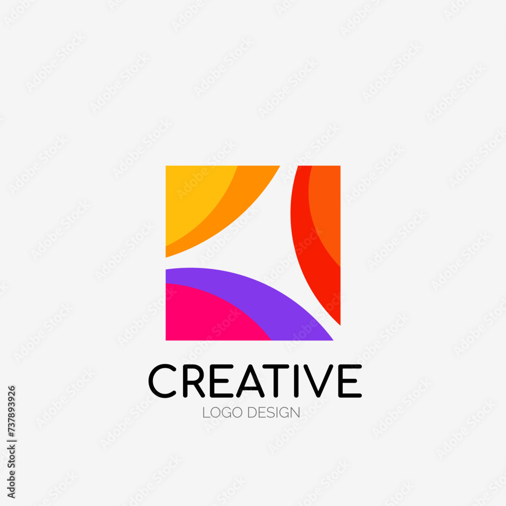 Poster Modern abstract logo design. Geometric vector art. Clean overlapping lines and abstract shapes. Perfect for modern brand