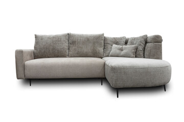 Beige large sofa on white background.