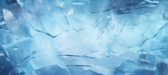 Abstract ice background. Blue background with cracks on the ice surface