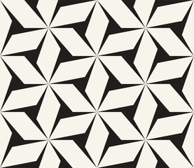 Vector seamless pattern. Repeating geometric elements. Stylish monochrome background design. - 737895570
