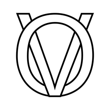 Logo sign ov vo icon double letters logotype v o