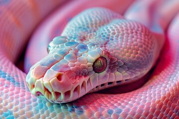 Fototapeta premium pink scaly snake colorful scales rare exotic hybrid 