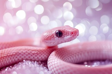 Fototapeta premium close up of a snake cute bright pink adorable pet