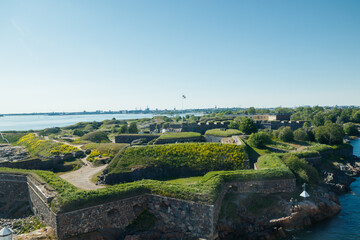 Naklejka premium Fortress of Suomenlinna near Helsinki, Finland. View from sea.