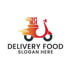 food delivery logo with spoon and fork icon vector inspiration