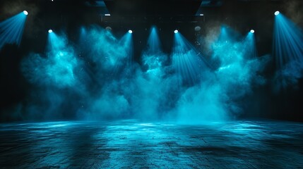 Illuminated Stage with Scenic Lights and Smoke