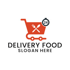 food delivery logo with spoon and fork icon vector inspiration