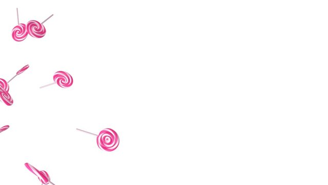 Pink lollipops on a white background.
3DCG animation for background.

