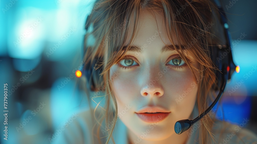 Aufkleber call us if you need us. view of a woman wearing a headset at work in a call center.