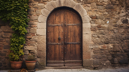 Fototapeta na wymiar Original medieval wooden door