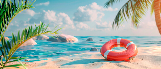 high quality 3d render of the theme summer vacation