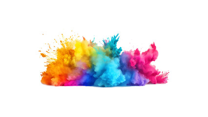 abstract powder splatted background. Colorful powder explosion on white background. colorful rainbow holi paint color powder explosion isolated white wide panorama background. colorful vibrant rainbow