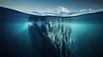 Küchenrückwand glas motiv Underwater view of iceberg with beautiful transparent sea on background. iceberg in polar regions which shows a big hidden potential beneath the surface. Hidden Danger  ©  Mohammad Xte