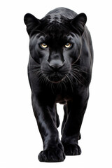 Naklejka na ściany i meble Black panther walking across white background.