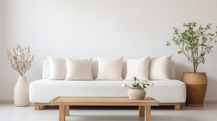 Fototapeta na wymiar white soft sofa and white pillows
