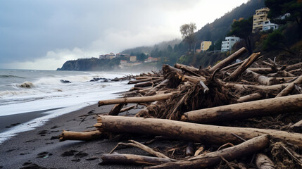 Fototapeta na wymiar Coastal storm in Liguria Northern Italy.