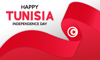 Happy Tunisia independence day celebration every year in 20th March. National holiday day of Tunisia's waving flags. Vector illustration for banner, greeting card, poster with background.
