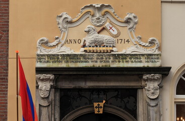 Amsterdam Armenian Church Sculpted Entrance Close Up, Netherlands.