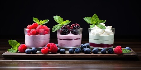 yogurt creations in a glass with fresh fruit