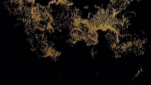 4K Earth map revealed by music notes particles with alpha channel