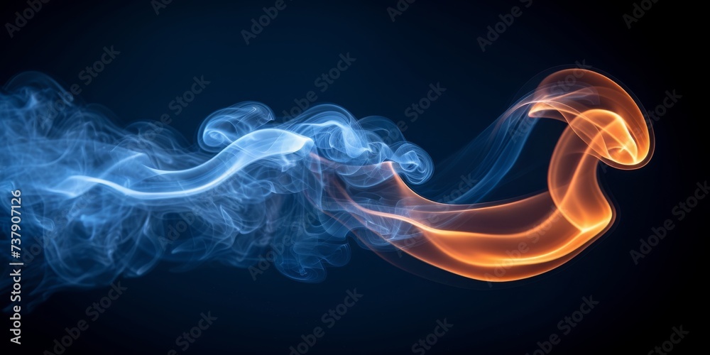 Poster a delicate swirl of blue smoke dances across a dark background, evoking a sense of calm fluidity and