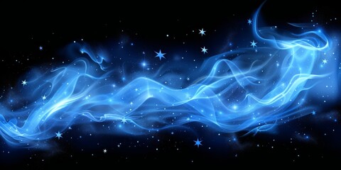 Fototapeta premium A Delicate Swirl of Blue Smoke Dances Across a Dark Background, Evoking a Sense of Calm Fluidity and Serene Movement, Generative AI