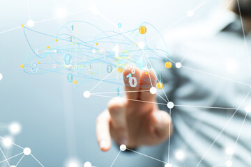 Global network. Blockchain. 3D illustration. Neural networks and artificial intelligence. Abstract  3d