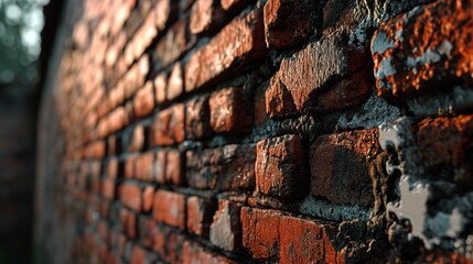 Old Red Brick Wall Damaged Background