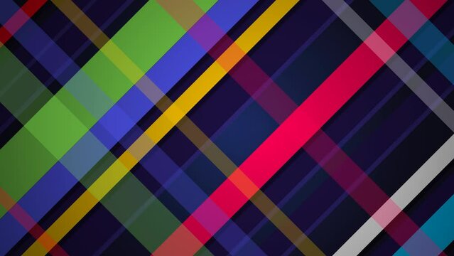 Dark colorful smooth blurred stripes. Blue, purple and yellow abstract geometric motion design. HI-tech futuristic background. Seamless looping. Video animation Ultra HD 4K 3840x2160
