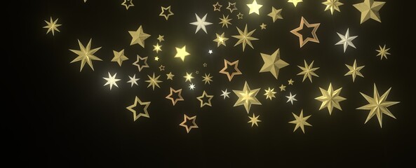 Celestial Christmas Symphony: Enthralling 3D Illustration of Falling Holiday Starbursts