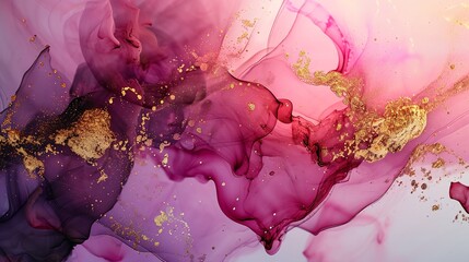 Pink Alcohol Ink Mixed with Glitter Gold Patte