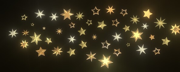 Stardust Christmas Shower: Mesmerizing 3D Illustration Depicting Descending Holiday Star Particles