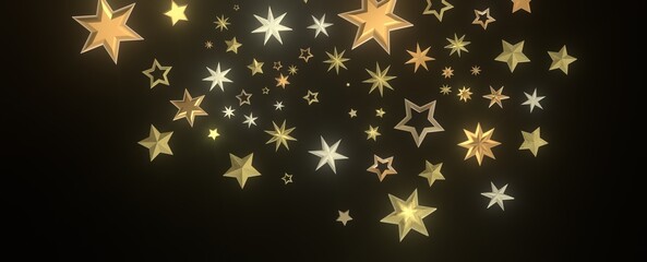 Falling Holiday Astral Radiance: Magnificent 3D Illustration of Descending Stellar Illumination for Christmas