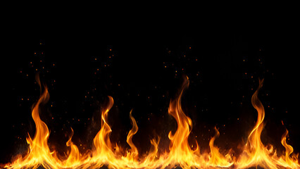 Fototapeta premium Fire and Spark on Black Background. Fire and Burning embers glowing. Fire Glowing Particles on Black Background