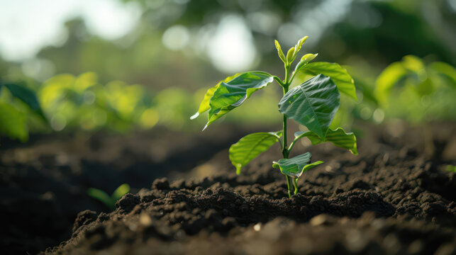 a coffee seedling in the planting