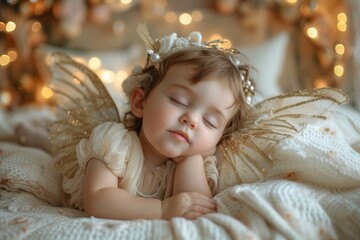 Sleeping sweet little girl who looks like an angel