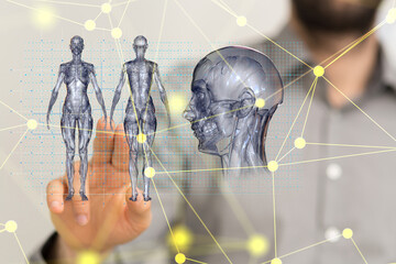 digital medical futuristic interface 3D rendering