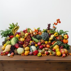 Healthy fresh fruits, multivitamins
