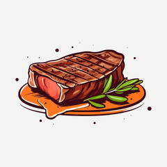 delicious beef steak food design illustration vector pack