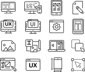 Set of  web icons of graphic design and project workflow