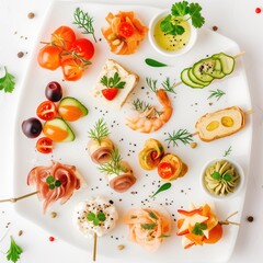 Appetizers, gourmet food - canape with cheese and strawberries, catering service