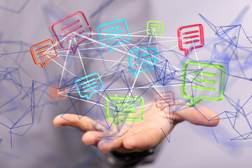 speaking bubble communication conference Digital Network  - neural network exposure digital