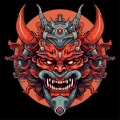 Illustration vector Ancient japanese Hannya Mask with premium Designs for tshirt, wallpaper, poster, sticker or any purposes print v1