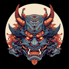 Illustration vector Ancient japanese Hannya Mask with premium Designs for tshirt, wallpaper, poster, sticker or any purposes print
