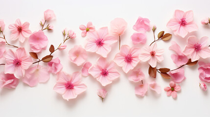 Top view image of pink flowers