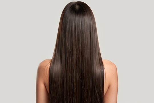 Back view of a girl with shiny, long hair.