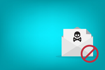 Fototapeta na wymiar Spamming mailbox icon. Email hacking and spam warning symbol. 