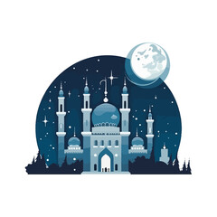illustration of mosque in the ramadhan beautiful night happy ramadhan Kareem eid al fitr/eid mubarak to all Muslim in the worl vector design may Allah bless you v6