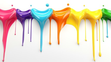 Naklejka premium Rainbow-colored paint dripping on a white background