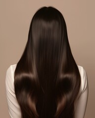 Back view of a girl with shiny, long hair.